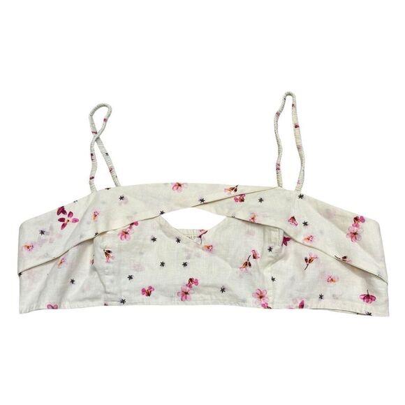Ladies H&M Linen Blend Floral Cut Out Bralette Size XL - Picture 4 of 8